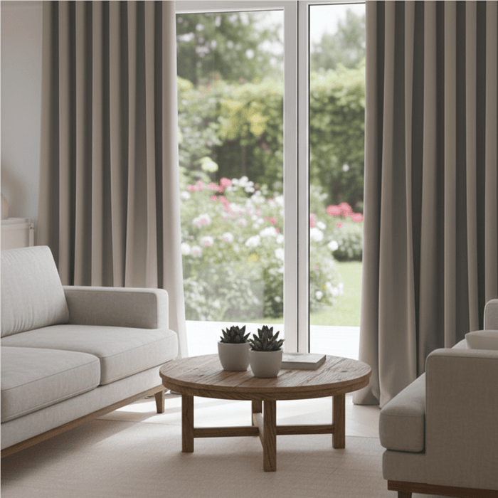 NOVA - Verduisterend Wave-Gordijn, beige – mørklægningsgardin